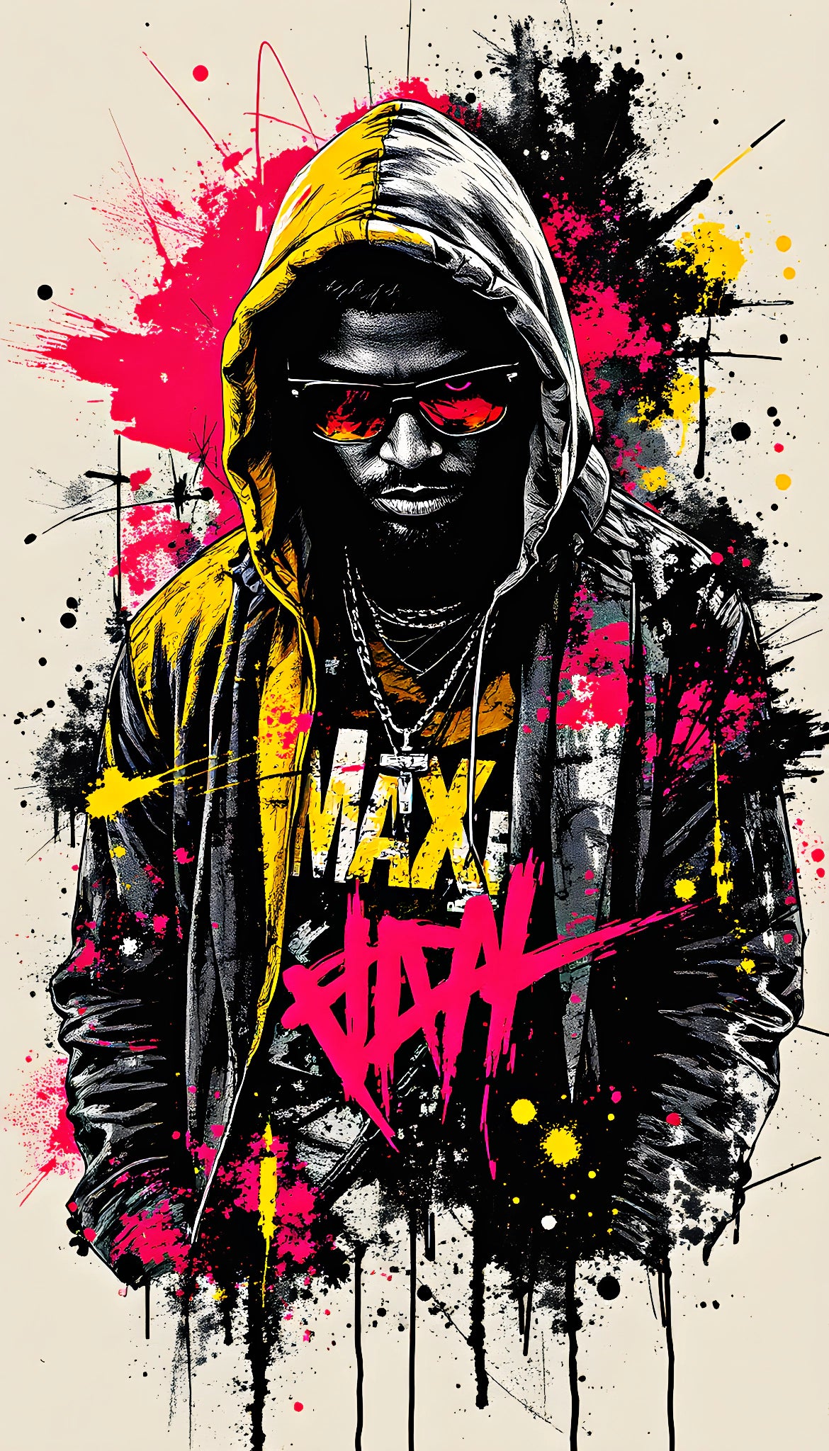 King of the Street - Peinture murale en verre acrylique de style street art pour intérieurs loft modernes